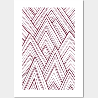 Stripe Mountains - Maroon Posters and Art